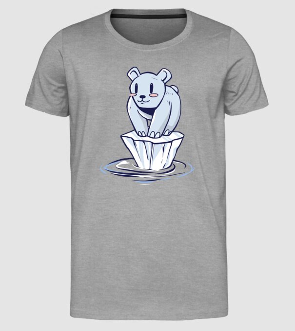 Urs polar pe gheața care se topește model gri pe tricou