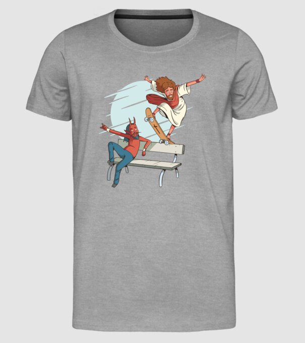 Isus Skateboarding model gri pe tricou