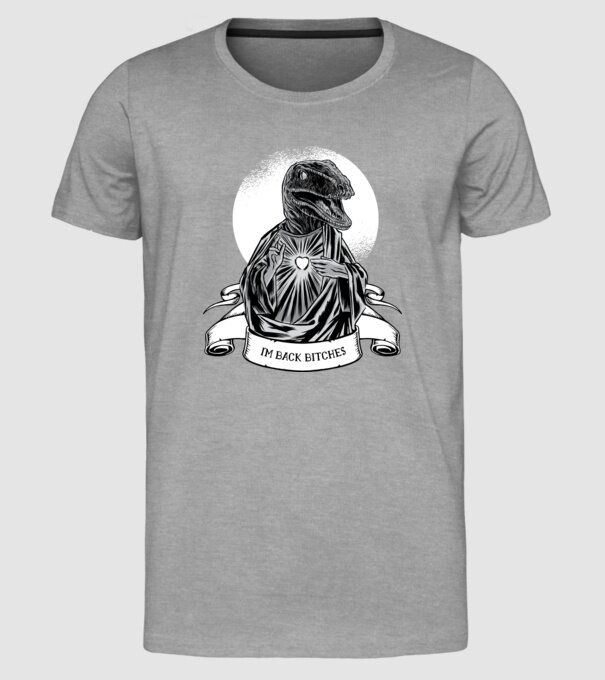 Iisus Raptor Dinozaur model gri pe tricou