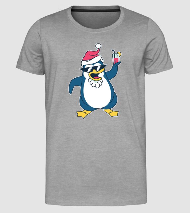 Pinguin de Crăciun model gri pe tricou