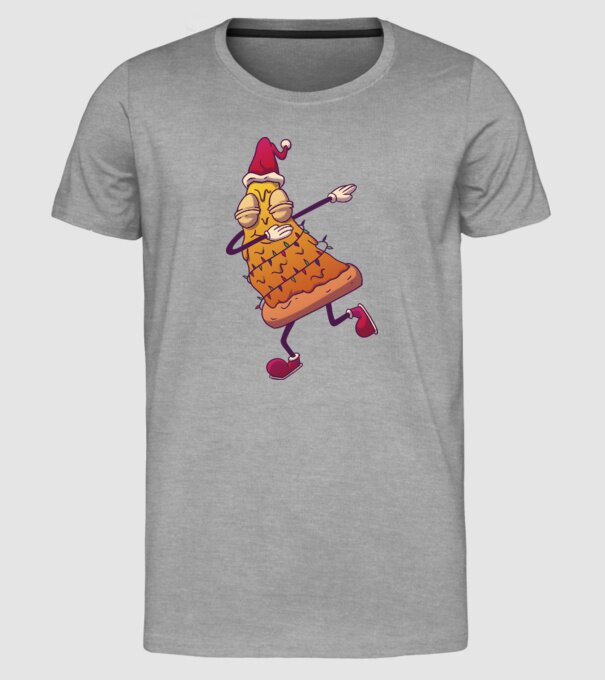 Pizza de Crăciun DAB model gri pe tricou