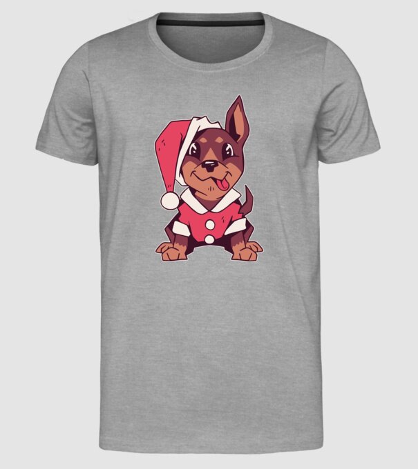 Teckel de Crăciun model gri pe tricou