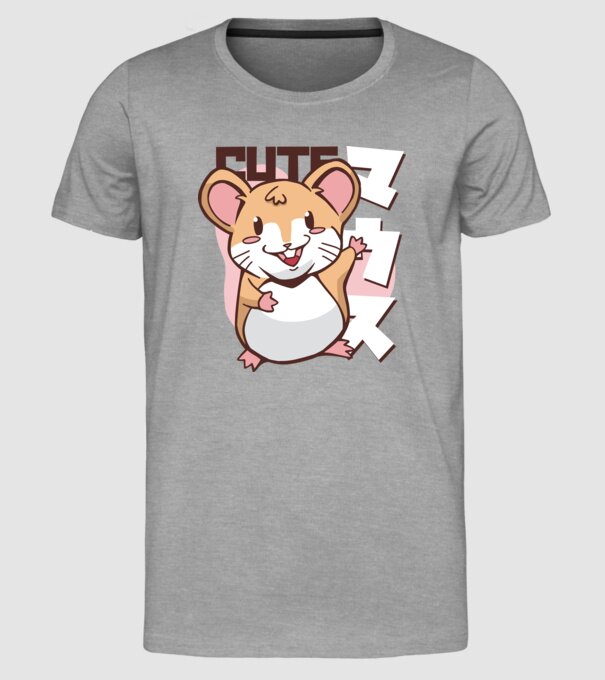 Șoarece Kawaii model gri pe tricou