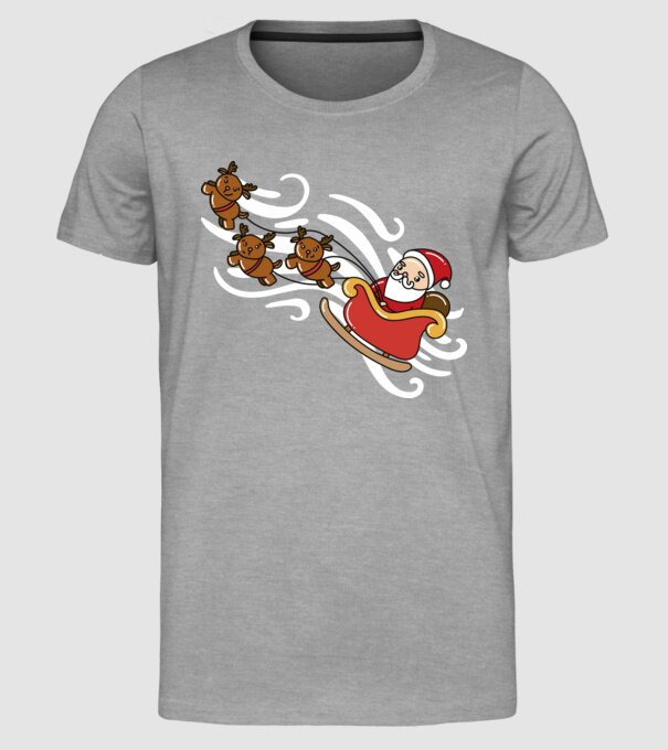 Kawaii sanie Moș Crăciun model gri pe tricou