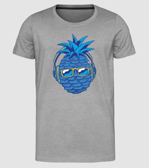 Ananas albastru cu căști model gri pe tricou