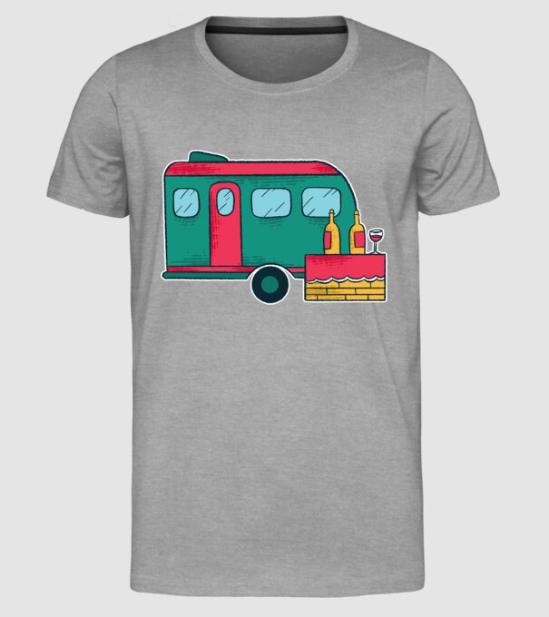 Autorulotă Camping model gri pe tricou