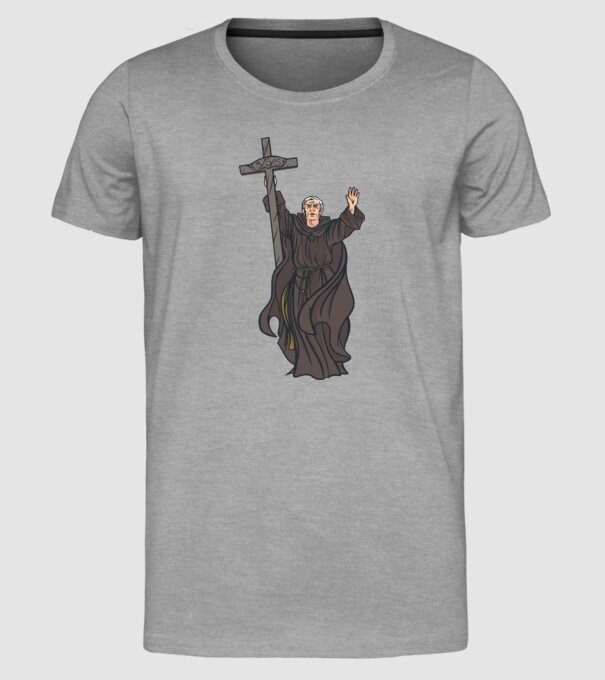 Călugăr creștin model gri pe tricou