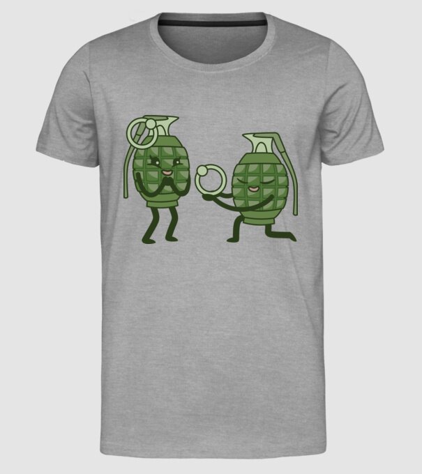 Grenadă de mână Cerere în căsătorie Dragoste model gri pe tricou
