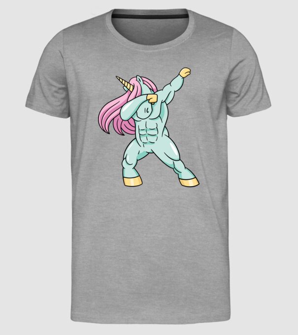 Unicorn Body Building DAB model gri pe tricou