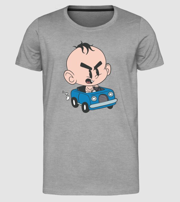 Copilaș cu mașină model gri pe tricou
