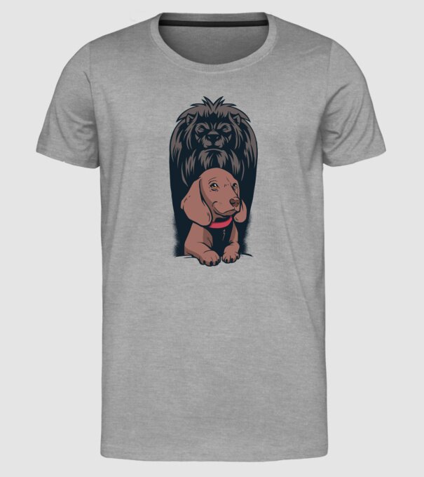 Cățeluș Leu cu umbră model gri pe tricou