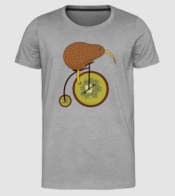 Bicicletă Kiwi model gri pe tricou