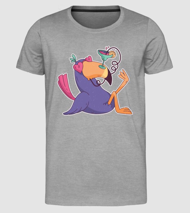 Toucan cu cocktail model gri pe tricou