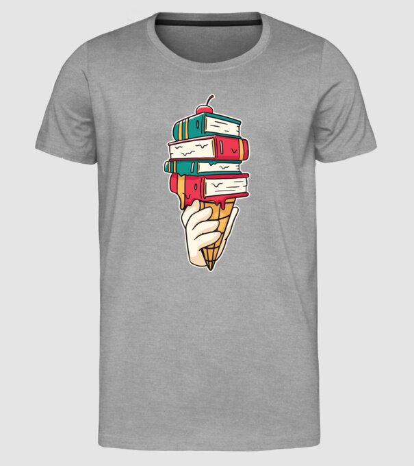 Înghețată cu Carte model gri pe tricou