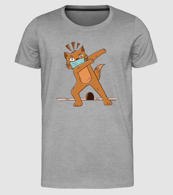 Mască Pisică Coronavirus model gri pe tricou