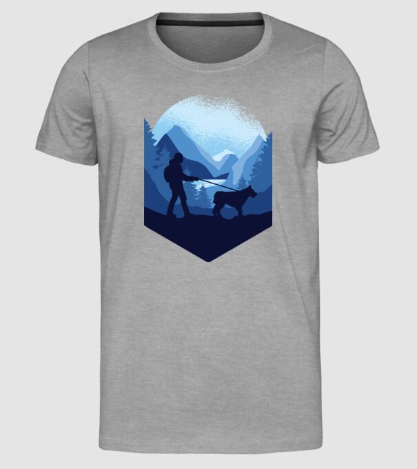 Excursie cu Câine model gri pe tricou