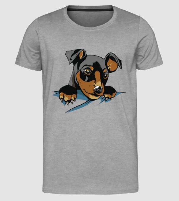 tricou drăguț câine în buzunar pentru iubitorii de câini model gri pe tricou