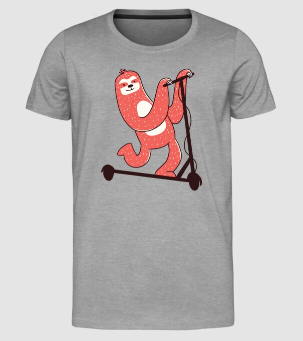 Leneș pe trotinetă model gri pe tricou