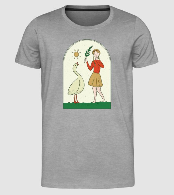 Poveste cu fata și gâsca model gri pe tricou