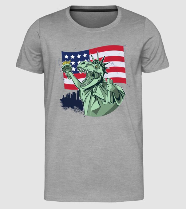 Liberty-Rex SUA Dinozaur model gri pe tricou