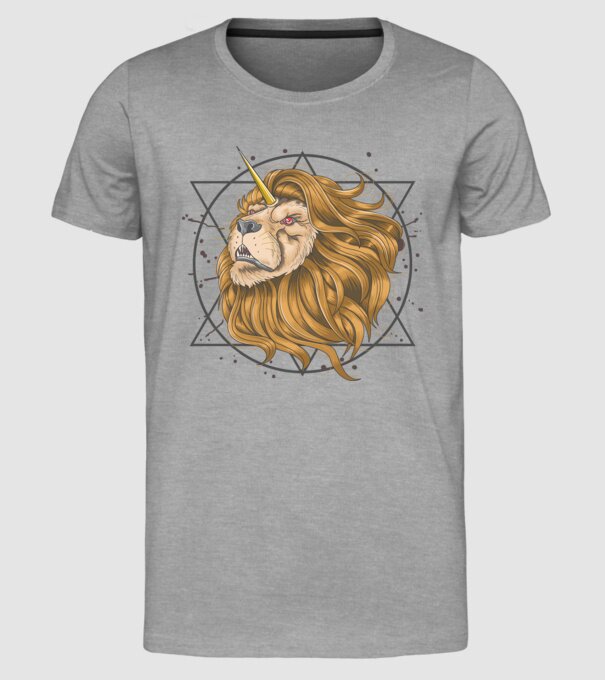 lion unicorn model gri pe tricou
