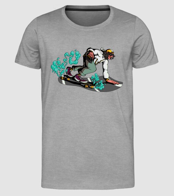 Longboard model gri pe tricou