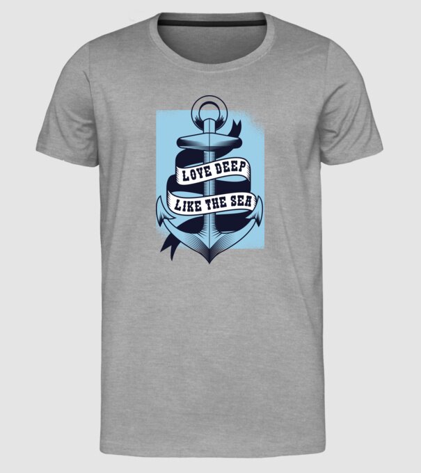 'Love deep like the sea ancoră dragoste Valentine''s Day' model gri pe tricou