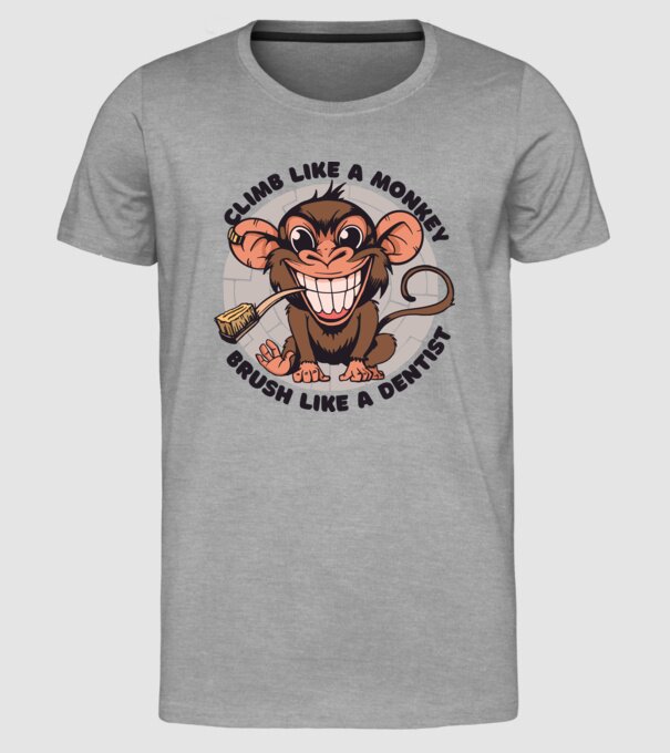 Periuță de dinți maimuță model gri pe tricou