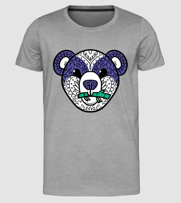 Mandala Panda model gri pe tricou