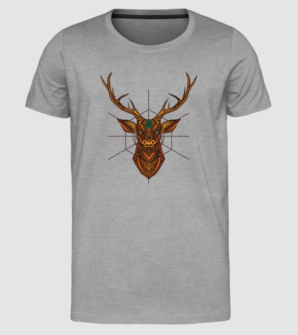 Mandala Cerb model gri pe tricou