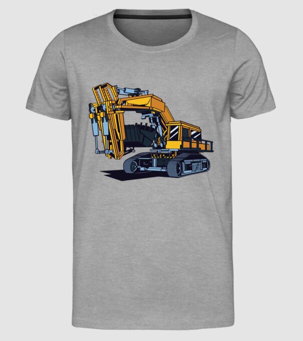 Excavator model gri pe tricou