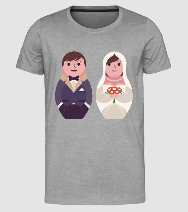 Matrioșka Căsătorie model gri pe tricou