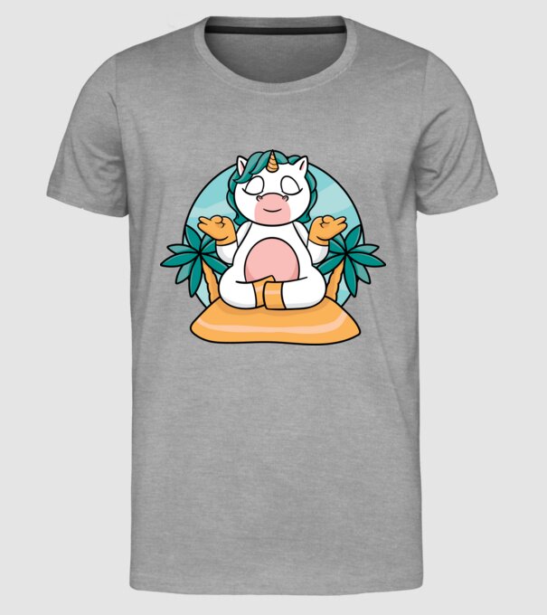 Unicornul meditator model gri pe tricou