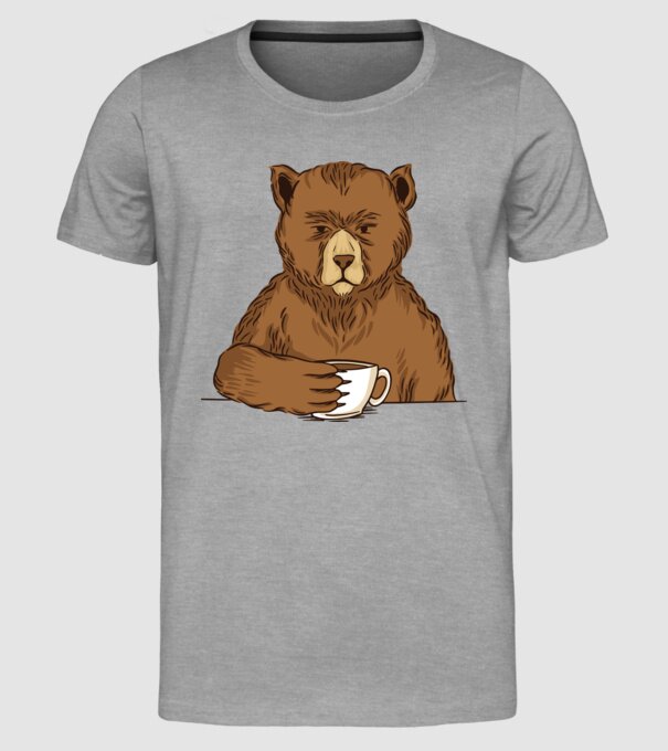 Urs cu cafea model gri pe tricou