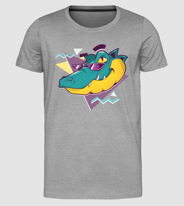 Aligator cool model gri pe tricou