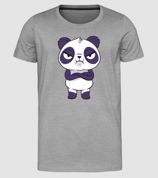 Panda furios model gri pe tricou