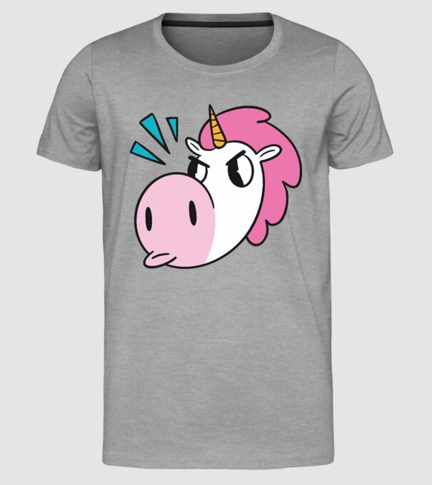 Unicorn supărat model gri pe tricou