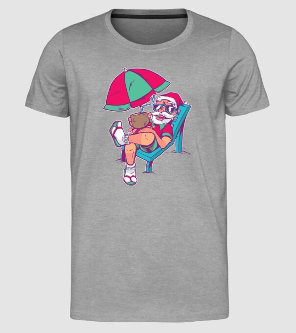Moș Crăciun în Vacanță de vară tricou amuzant Crăciun model gri pe tricou