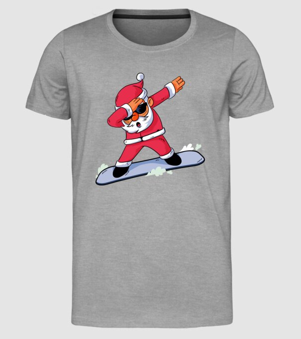 Moș Crăciun Snowboard DAB tricou amuzant model gri pe tricou