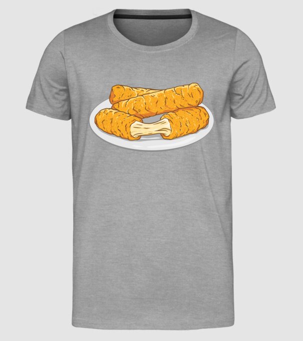 Fâșii de mozarella model gri pe tricou
