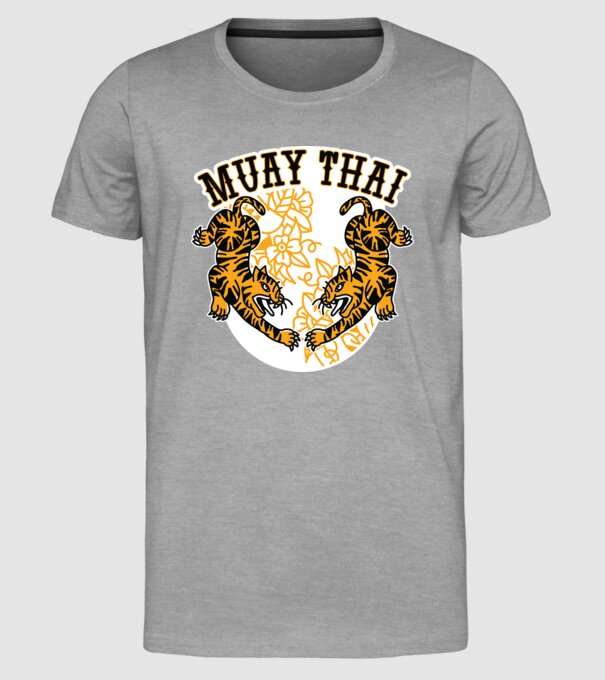 Tigri Muay Thai model gri pe tricou