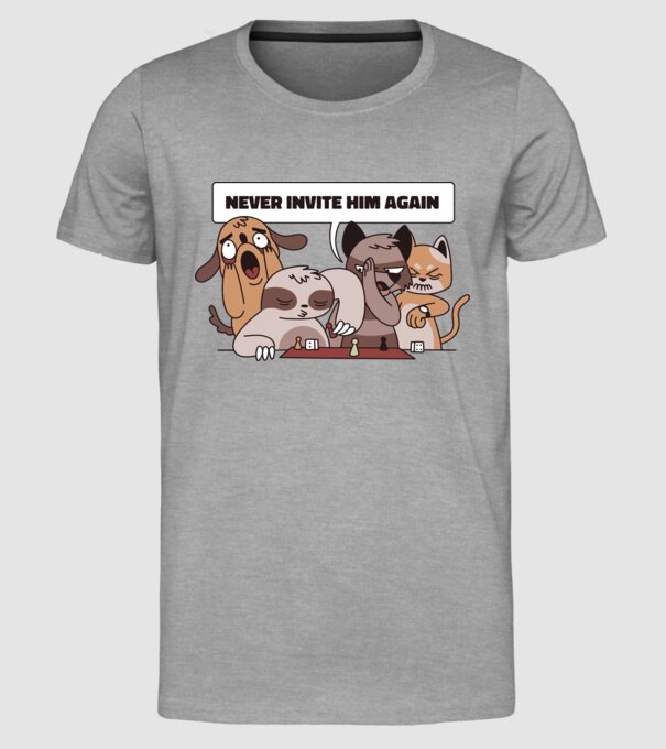 Să nu-l mai invităm niciodată - Leneș model gri pe tricou