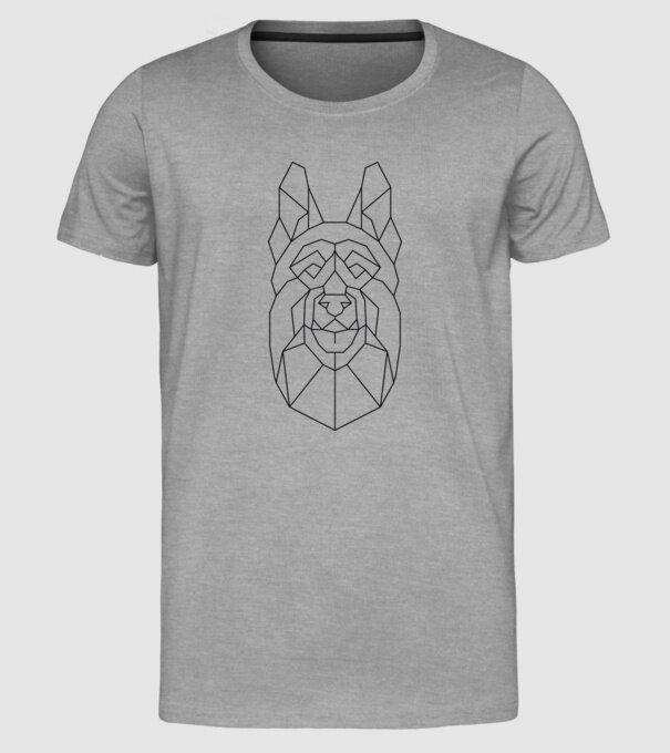 Cap Ciobănesc german Polygon model gri pe tricou