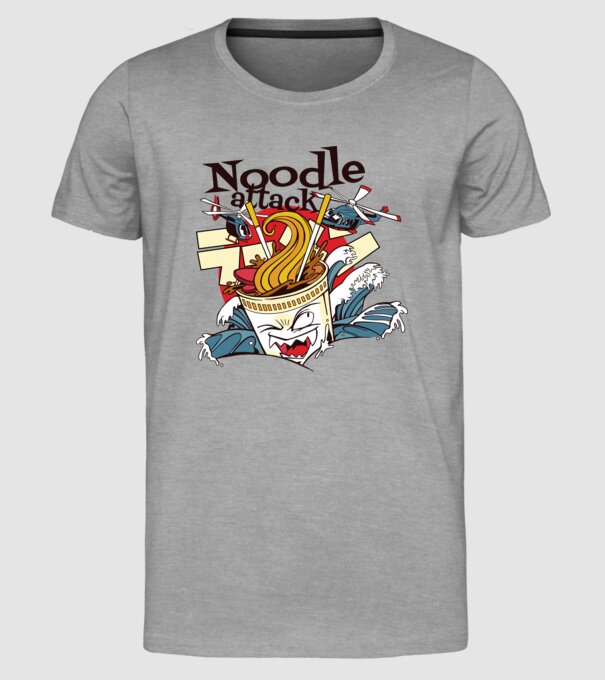 Noodle Attack model gri pe tricou