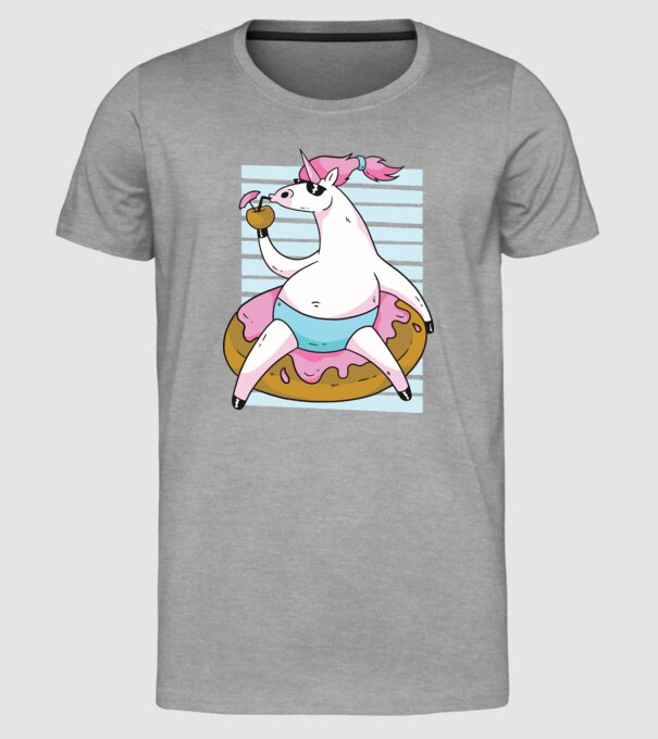 Unicorn în vacanță model gri pe tricou