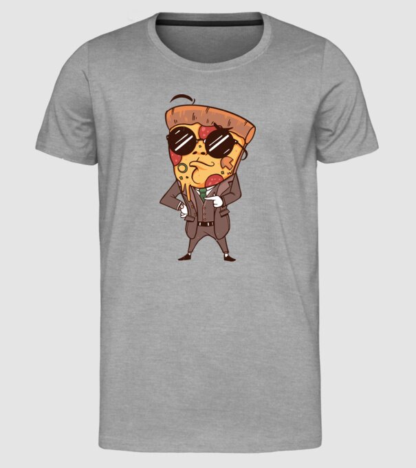 Agent de pizza în Costum model gri pe tricou