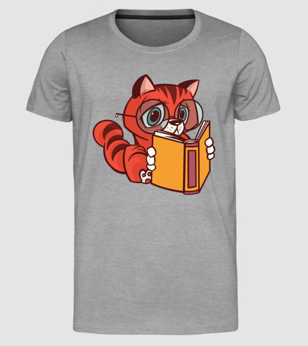 Pisică cititoare model gri pe tricou