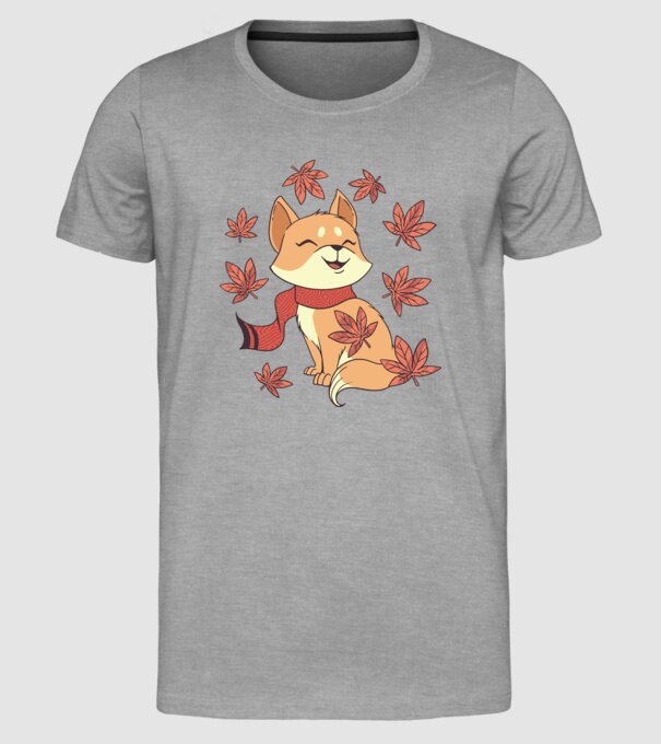 Pisică Toamna model gri pe tricou