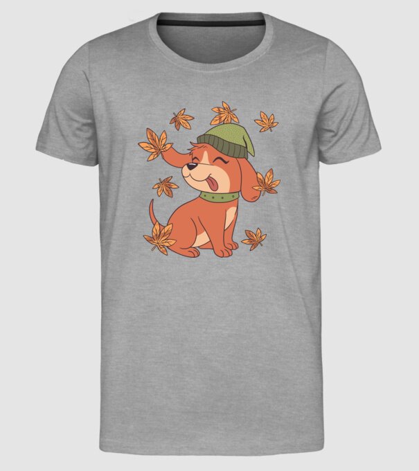 Câine Toamna model gri pe tricou