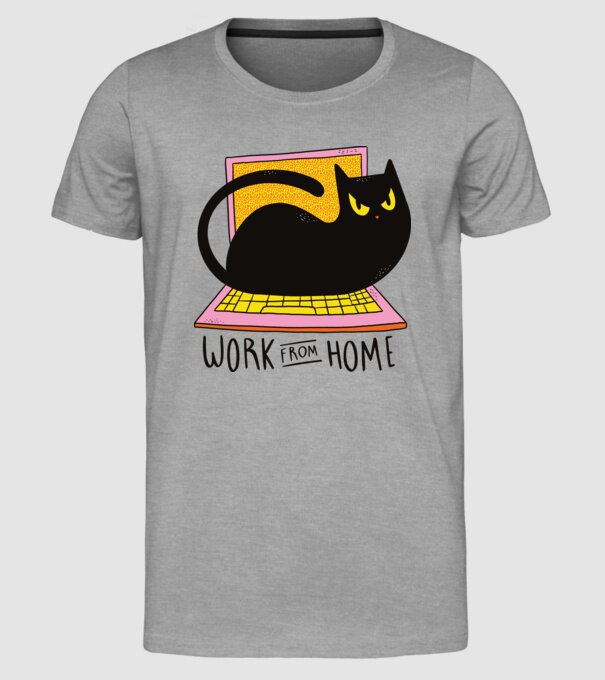 Home offfice cu pisică model gri pe tricou